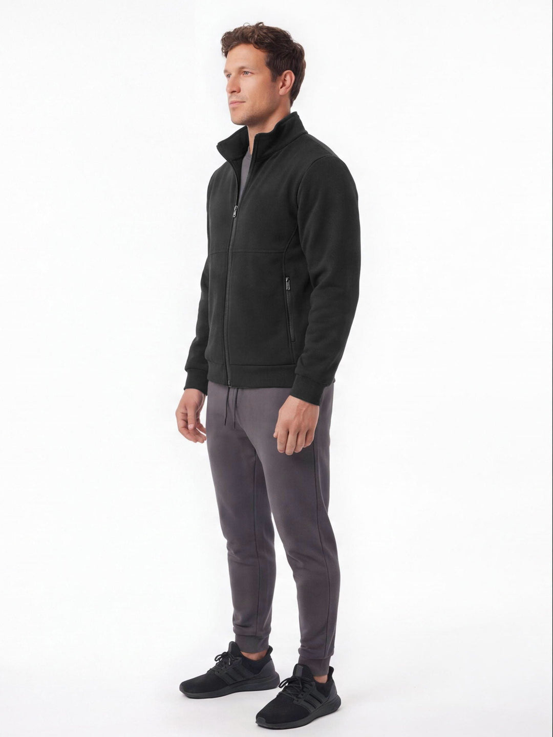 Veste Chauffante Homme USB À 8 Zones Doublure Polaire Et Col Montant