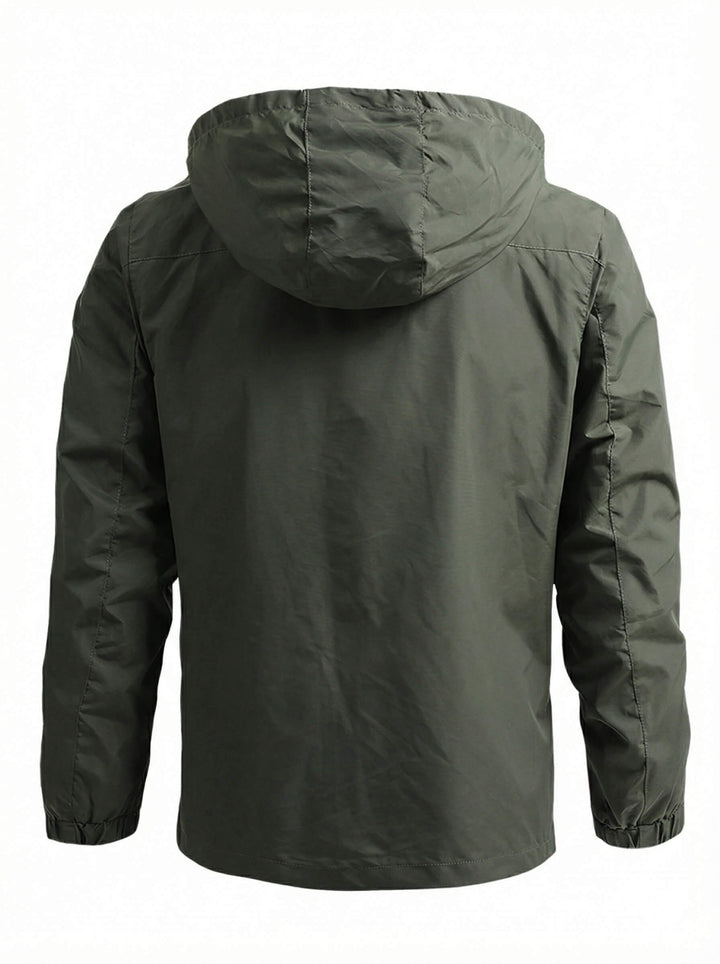Veste coupe-vent imperméable à capuche pour hommes avec poche poitrine