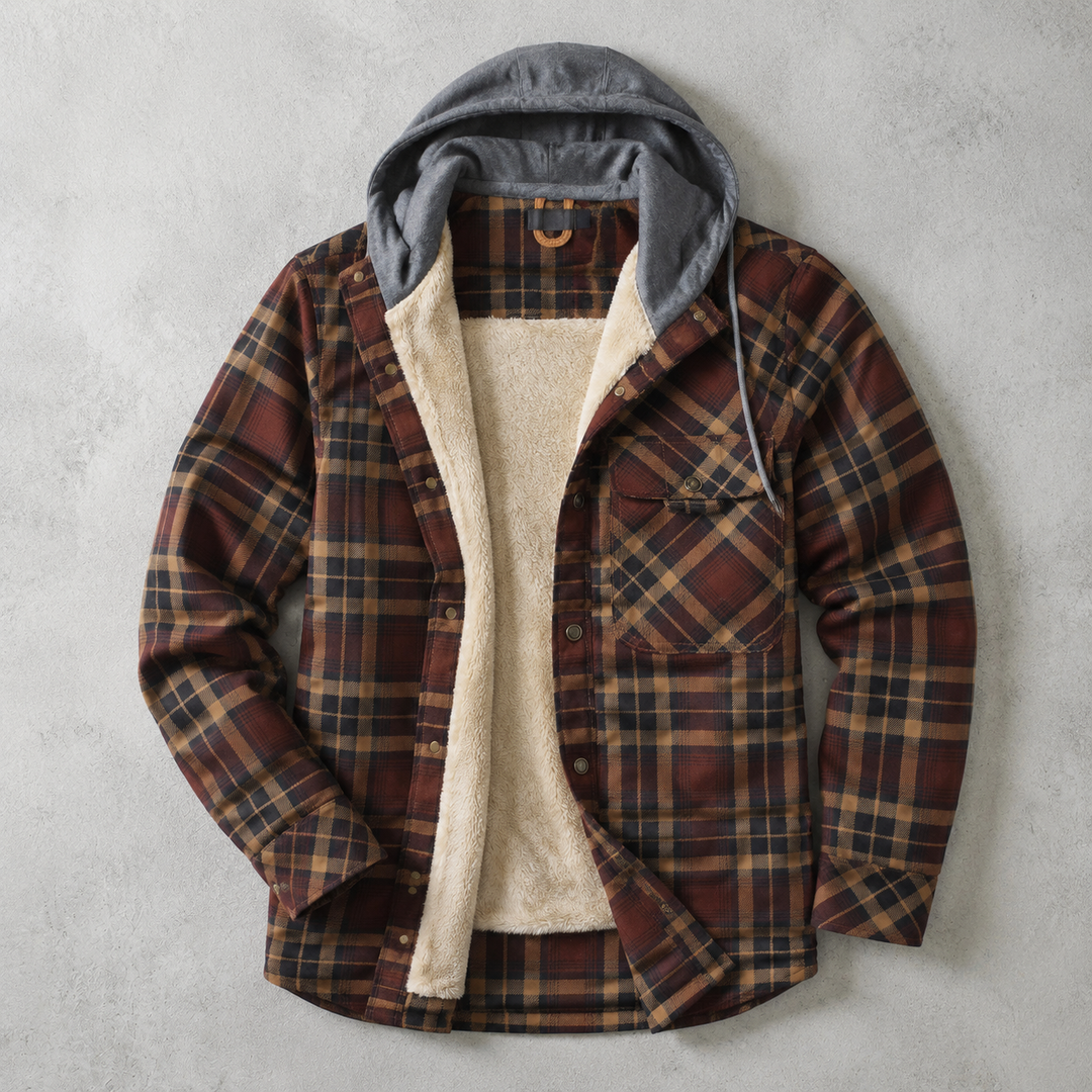 Surchemise Homme À Capuche Doublure Sherpa Carreaux Poches Poitrine