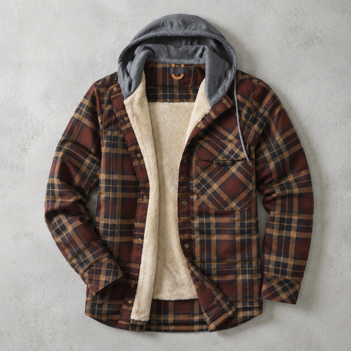 Surchemise Homme À Capuche Doublure Sherpa Carreaux Poches Poitrine