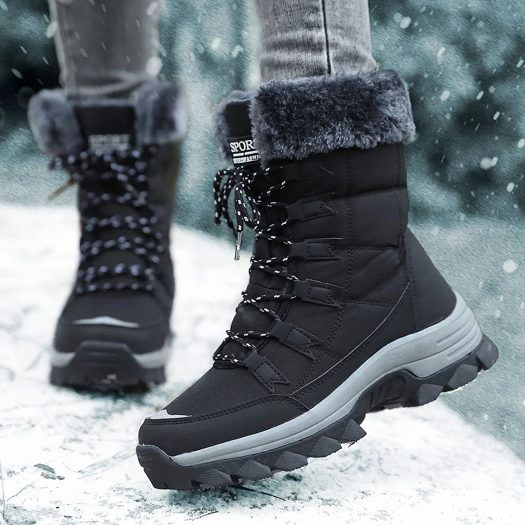 Bottes de Neige Femme Doublées en Fausse Fourrure avec Semelle Confort