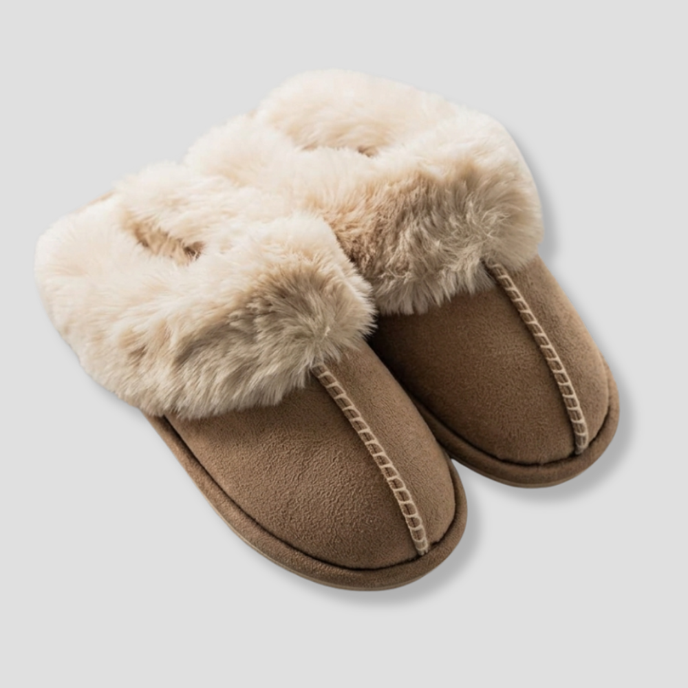 Chaussons Mules en Fausse Fourrure à Semelle Antidérapante pour Femme