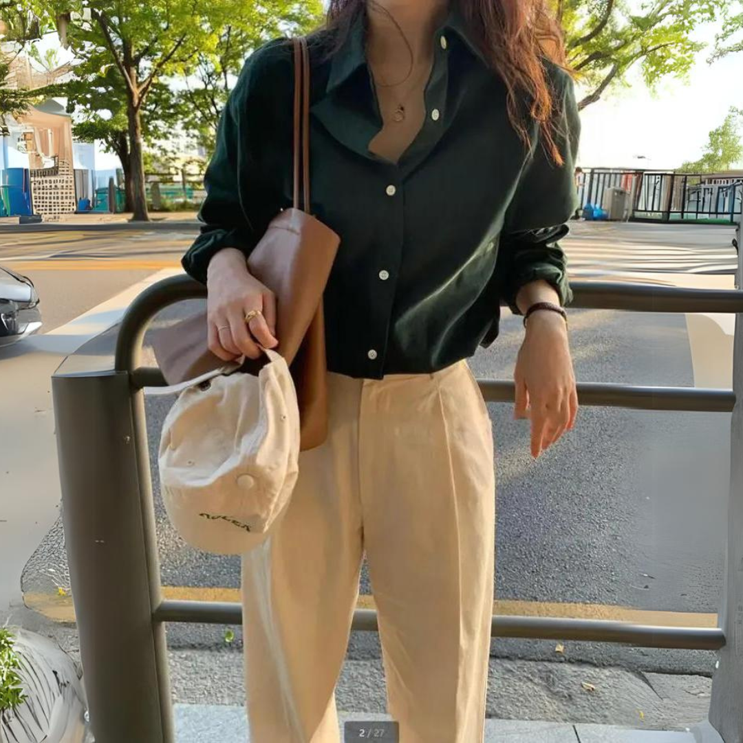 Camille | Blouse à manches longues et boutons pour femmes