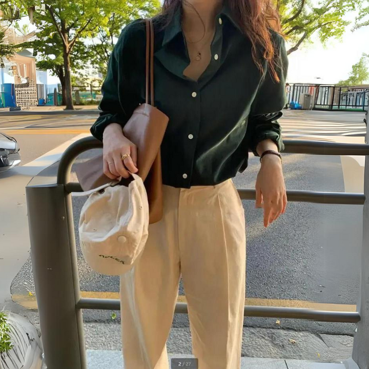 Camille | Blouse à manches longues et boutons pour femmes