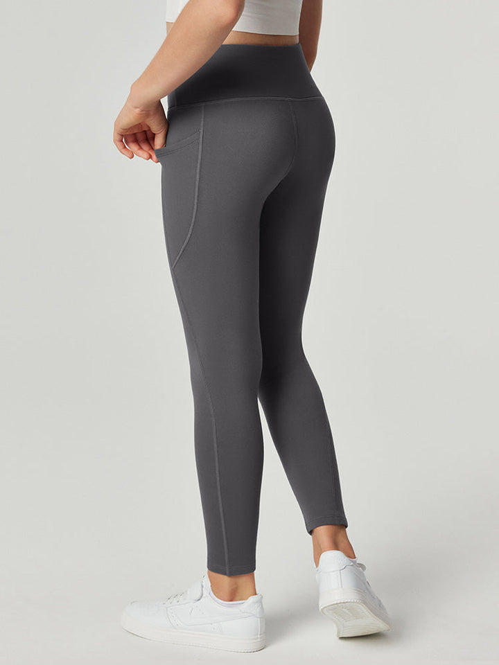 Legging Femme Taille Haute Doublé Polaire Avec Poches Latérales
