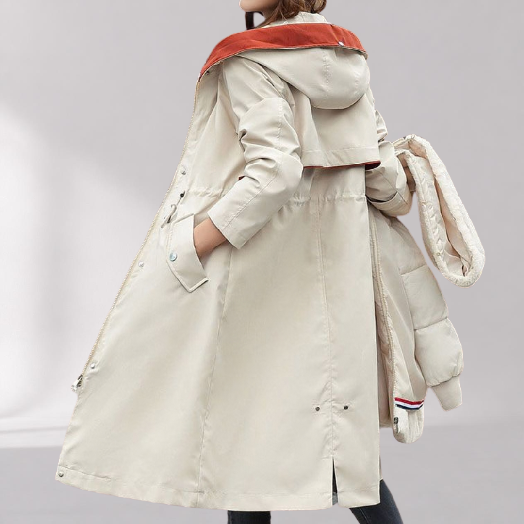 Parka Femme Déperlante à Capuche Fourrure Doublure Amovible
