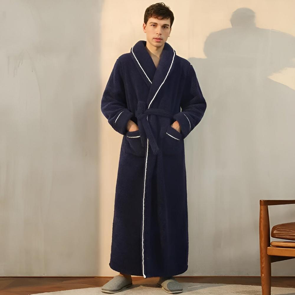 Peignoir Unisexe en Sherpa à Col Châle et Ceinture Ajustable