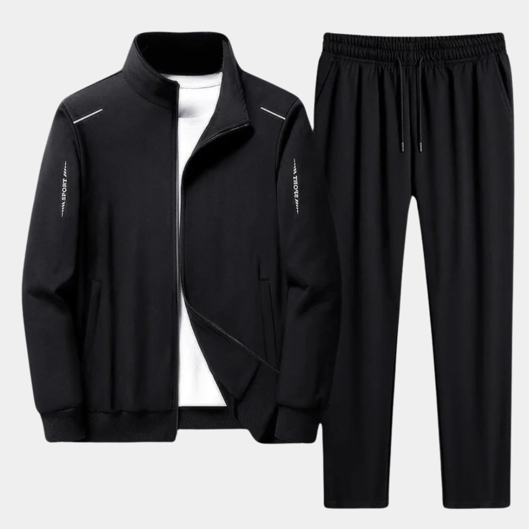 Survêtement Homme 2 Pièces en Polyester avec Veste Zippée et Jogger