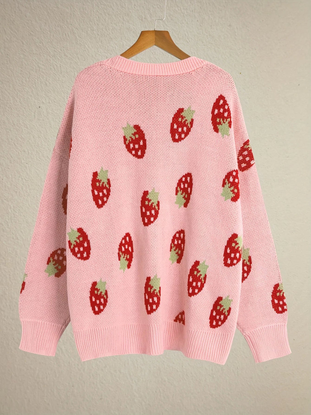 Cardigan Femme Maille Oversize Avec Motif Fraises