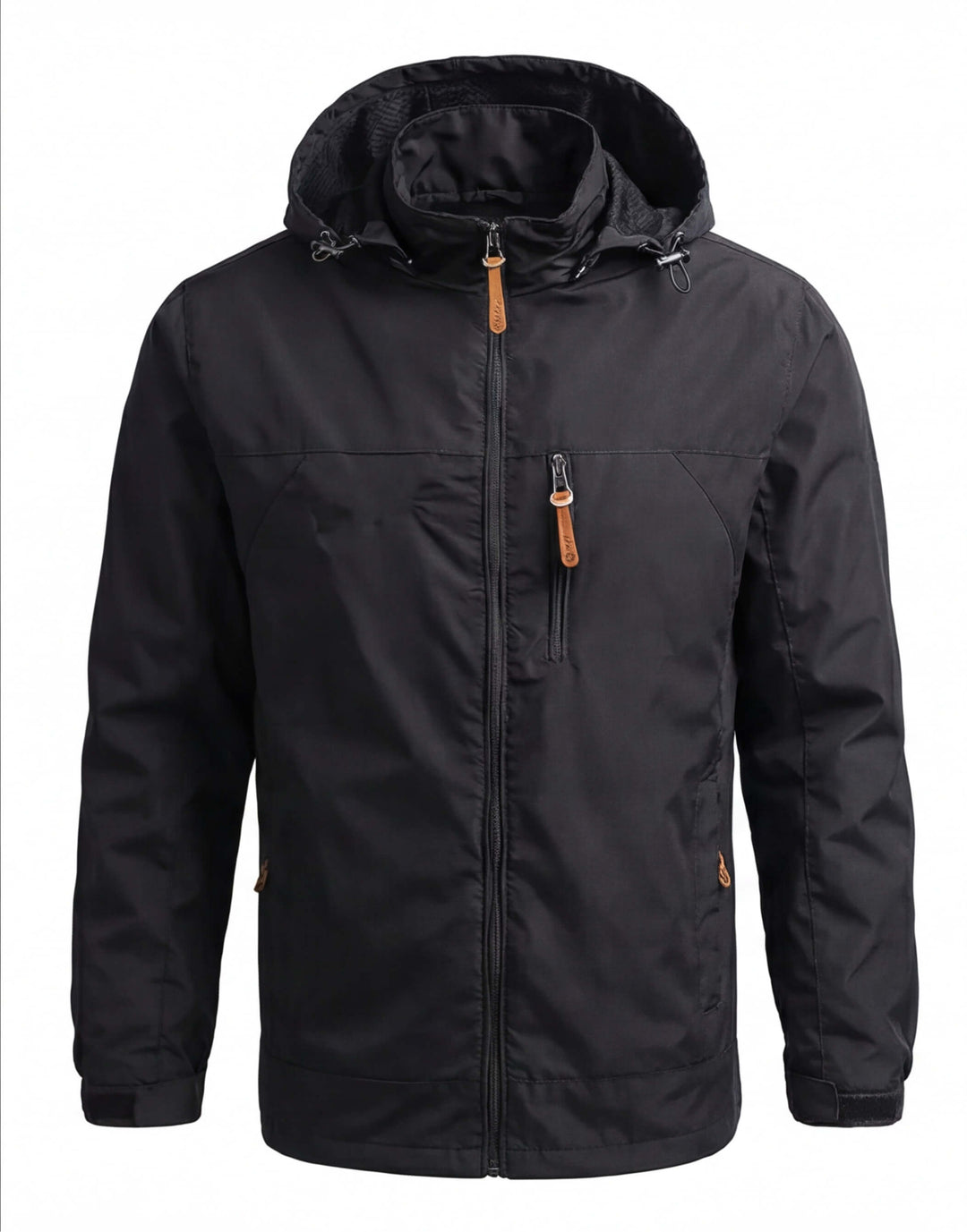 Veste coupe-vent imperméable à capuche pour hommes avec poche poitrine