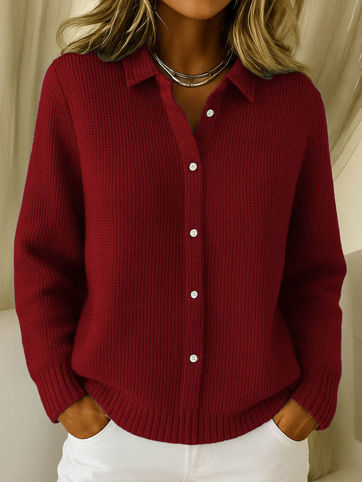 Cardigan Femme en Maille Col Chemise