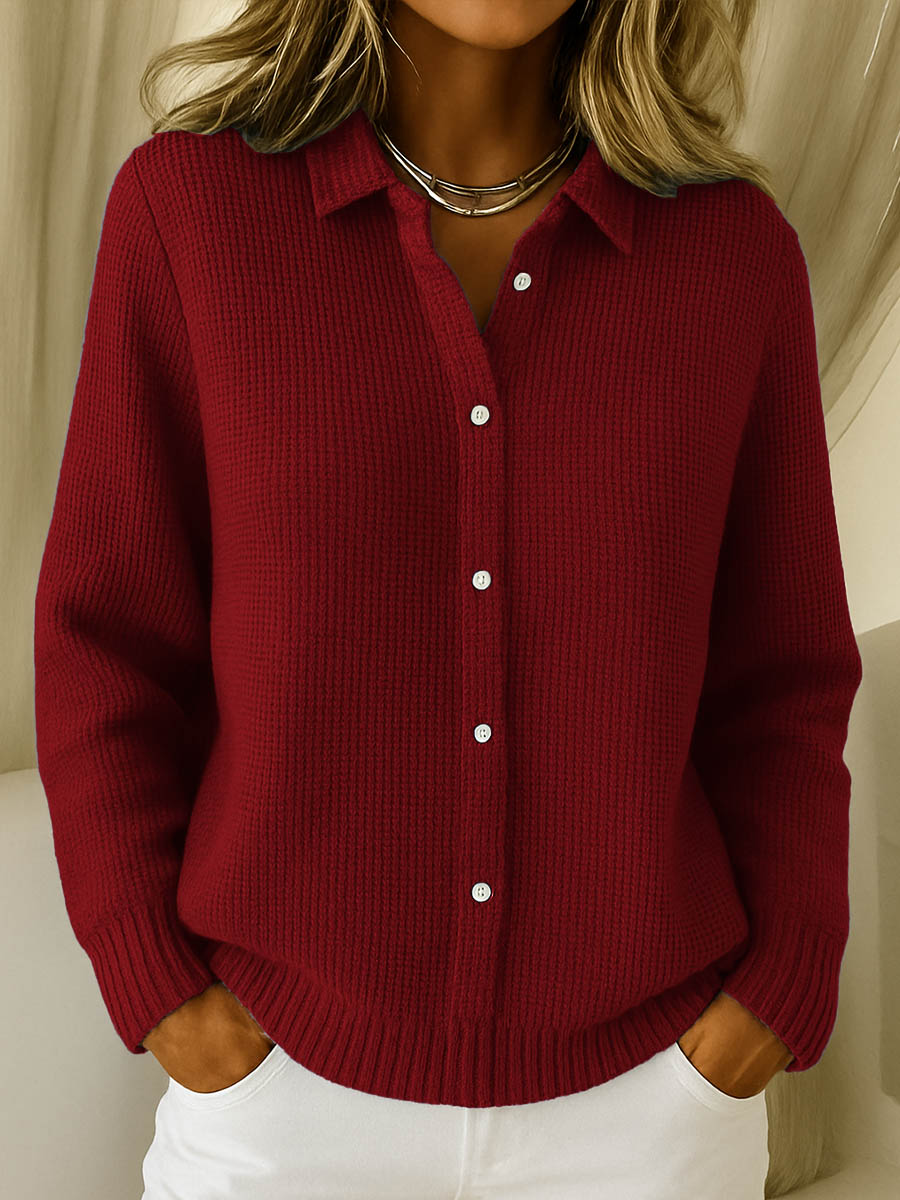 Cardigan Femme en Maille Mélange Acrylique Boutonné
