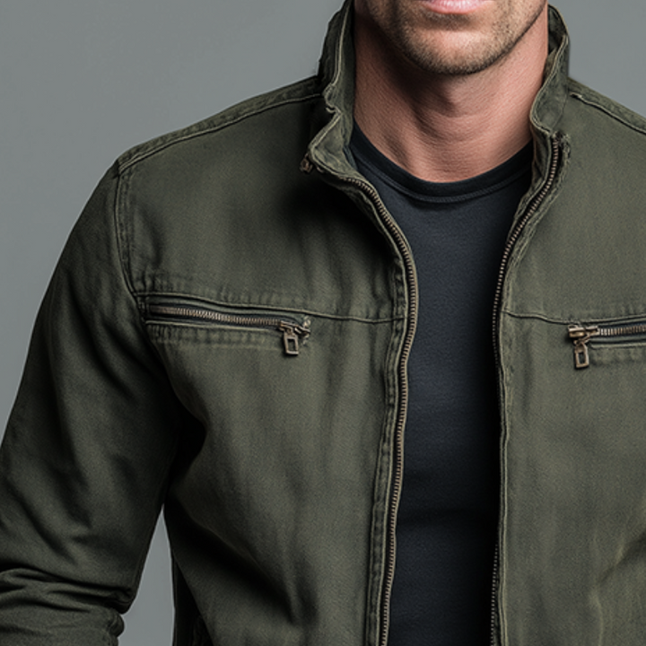 Veste Homme en Coton Style Vintage Zippée