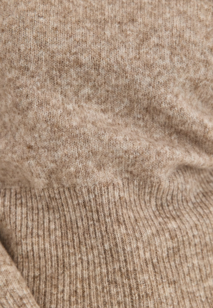 Pull Femme Ajusté en Mélange de Laine à Manches Larges
