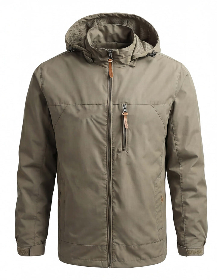 Veste coupe-vent imperméable à capuche pour hommes avec poche poitrine