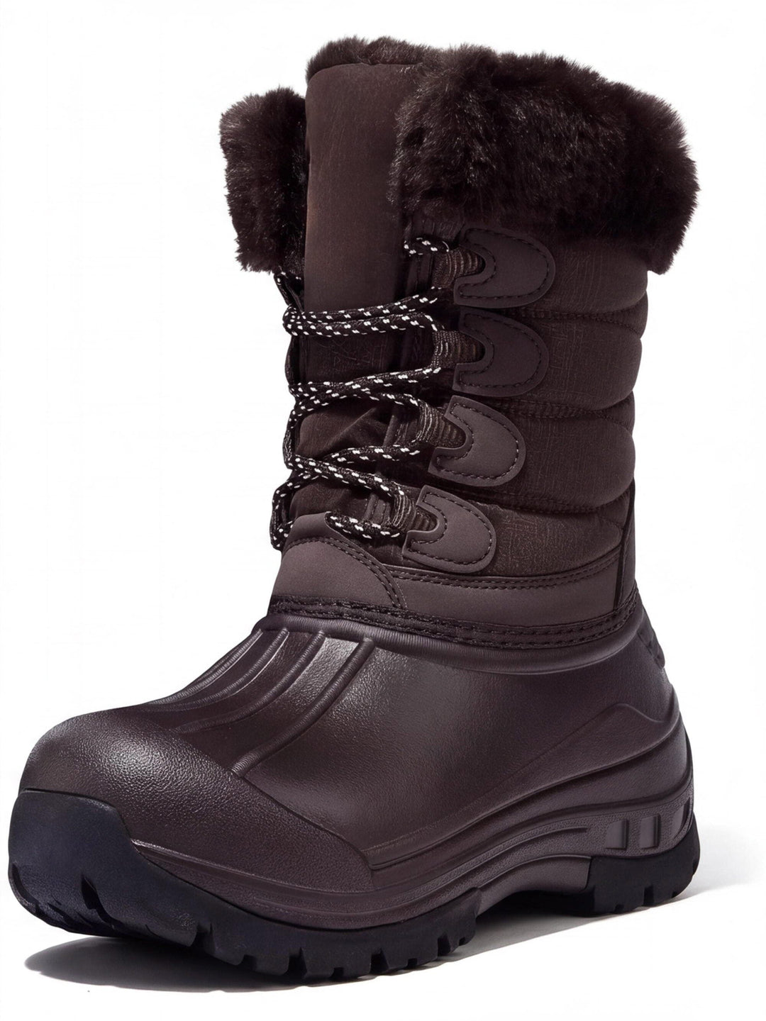 Bottes De Randonnée Femme Imperméables Doublure Polaire Et Col Fausse Fourrure