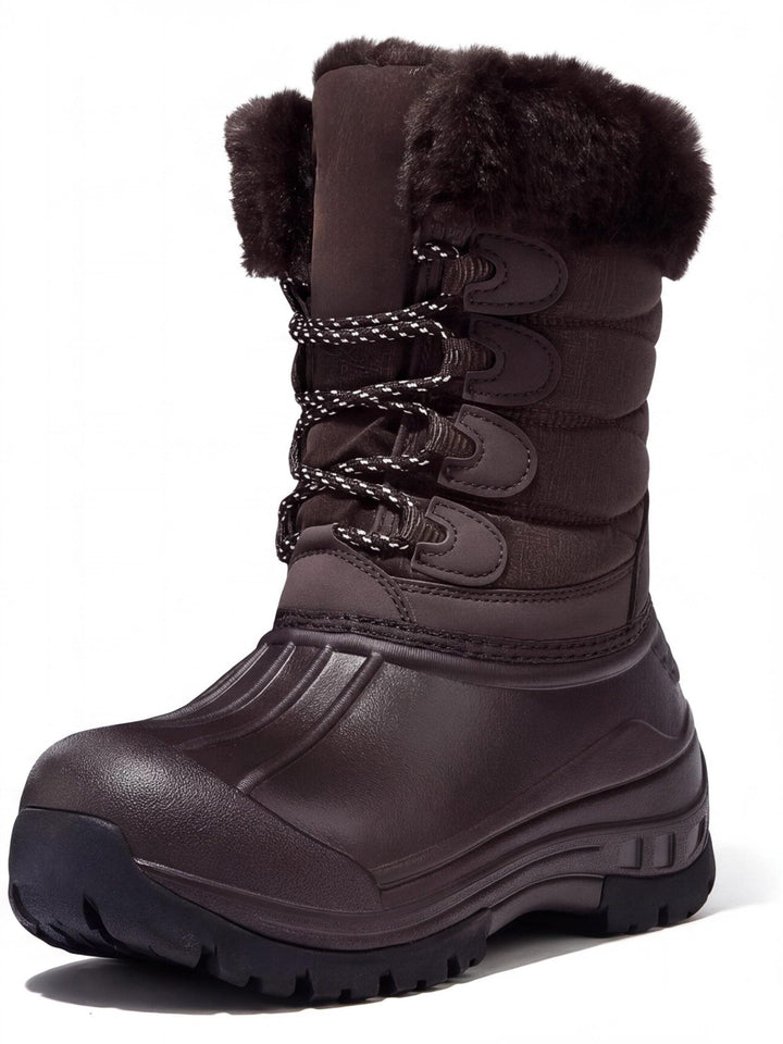 Bottes De Randonnée Femme Imperméables Doublure Polaire Et Col Fausse Fourrure