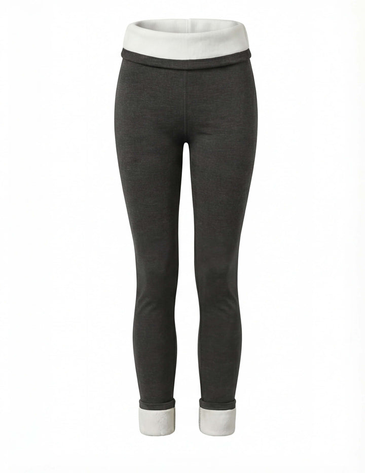 Legging Femme Doublure Polaire Taille Haute Et Ourlet Reversibles
