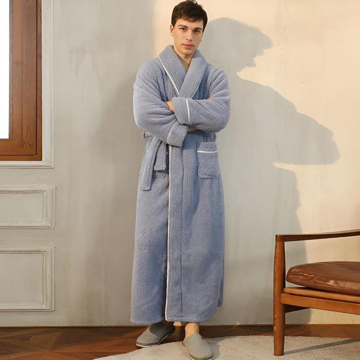 Peignoir Unisexe en Sherpa à Col Châle et Ceinture Ajustable
