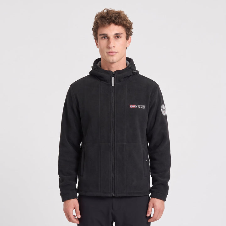 Polaire Homme Coupe-Vent à Capuche Poches Zippées