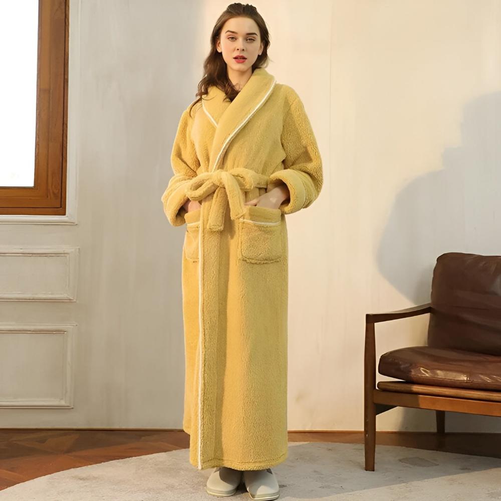 Peignoir Unisexe en Sherpa à Col Châle et Ceinture Ajustable
