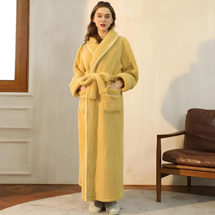 Peignoir Unisexe en Sherpa à Col Châle et Ceinture Ajustable