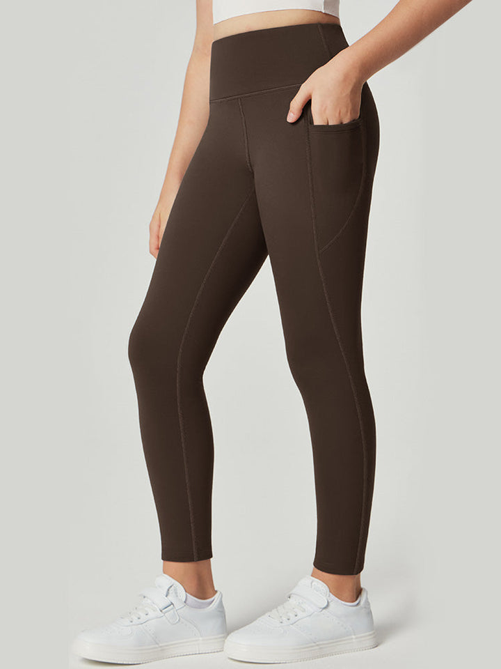 Legging Femme Taille Haute Doublé Polaire Avec Poches Latérales