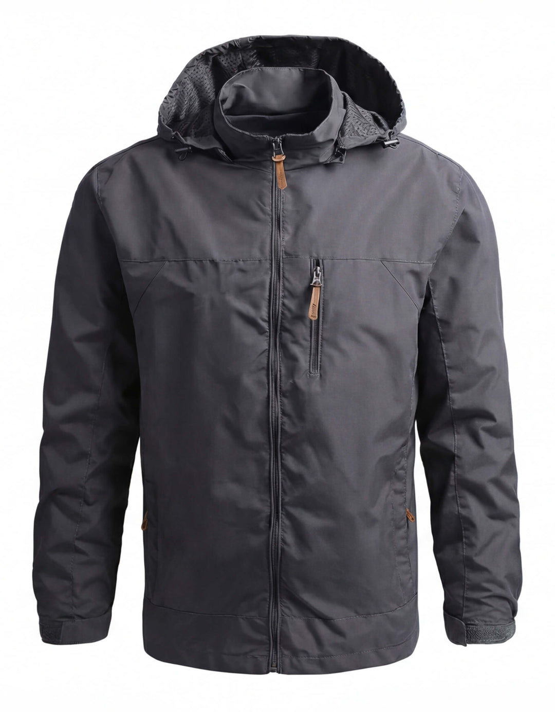 Veste coupe-vent imperméable à capuche pour hommes avec poche poitrine