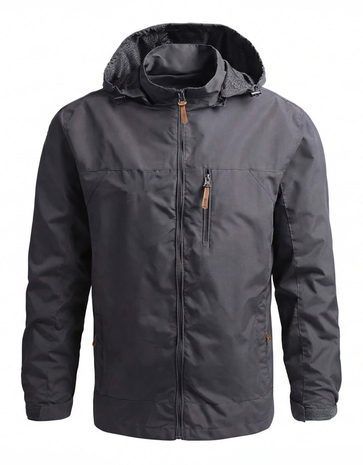 Veste coupe-vent imperméable à capuche pour hommes avec poche poitrine