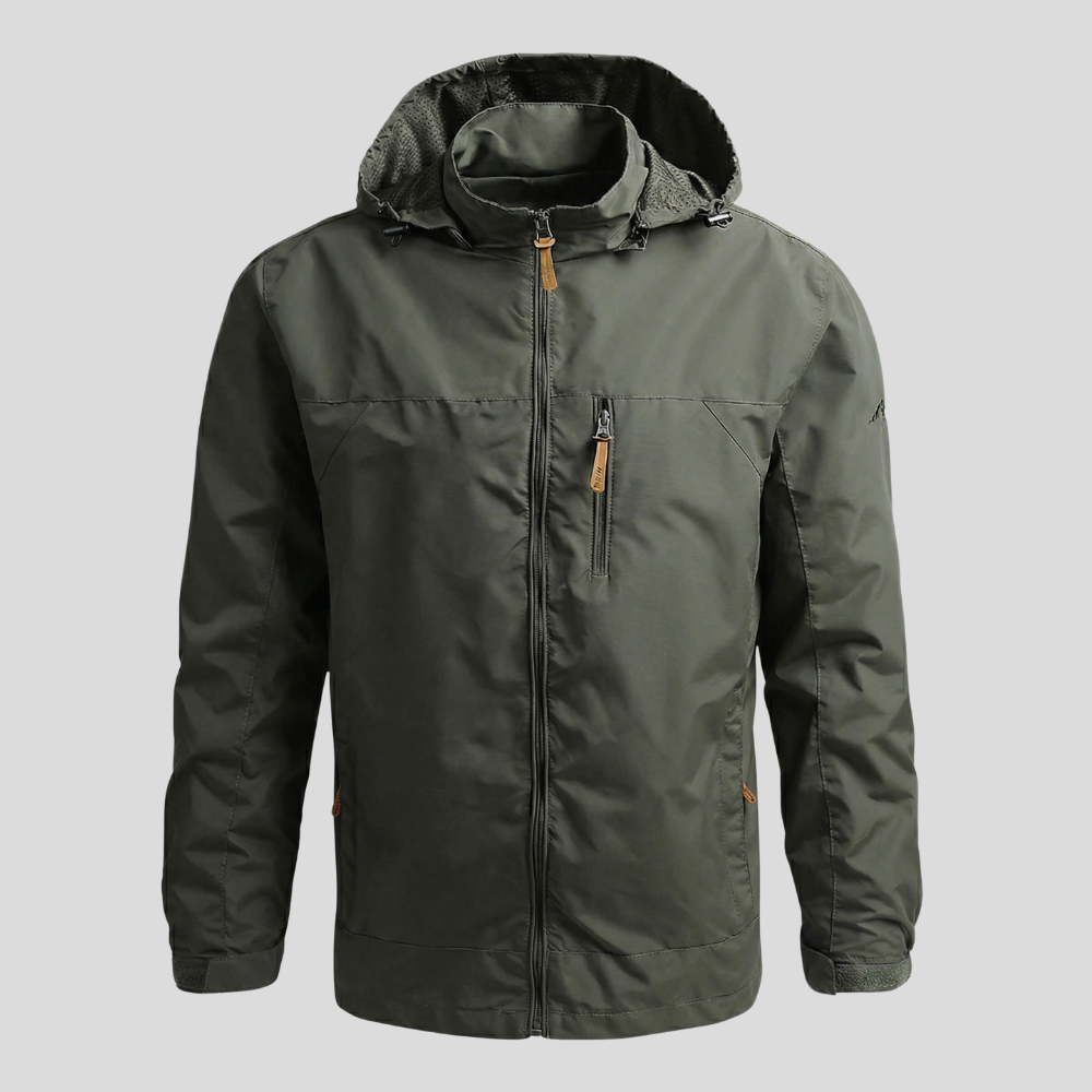Veste coupe-vent imperméable à capuche pour hommes avec poche poitrine