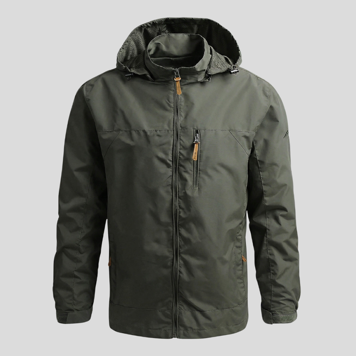 Veste coupe-vent imperméable à capuche pour hommes avec poche poitrine