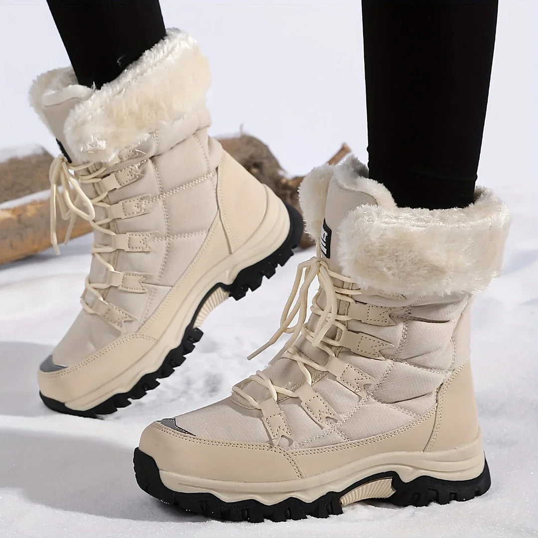Bottes de Neige Femme Doublées en Fausse Fourrure avec Semelle Confort