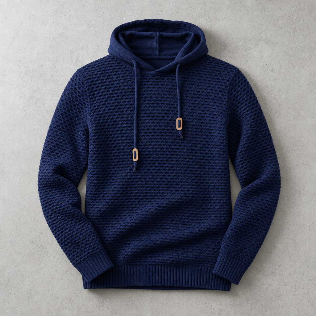 Sweat À Capuche Homme Maille Tressée Cordon De Serrage Et Bords Côtelés