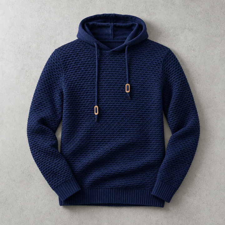 Sweat À Capuche Homme Maille Tressée Cordon De Serrage Et Bords Côtelés