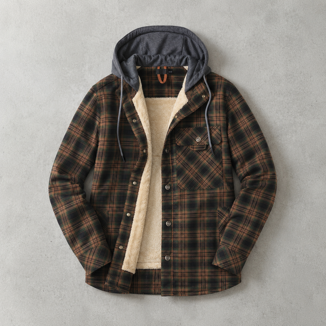 Surchemise Homme À Capuche Doublure Sherpa Carreaux Poches Poitrine