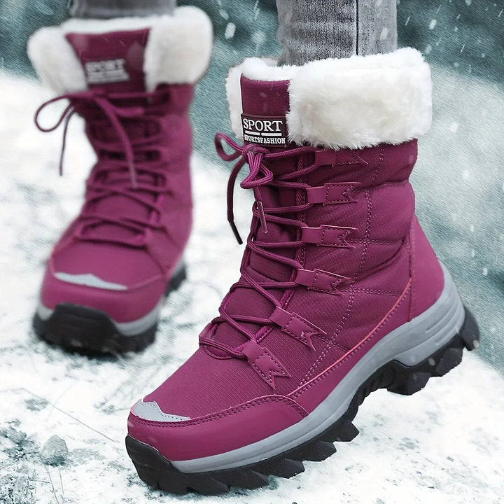 Bottes de Neige Femme Doublées en Fausse Fourrure avec Semelle Confort