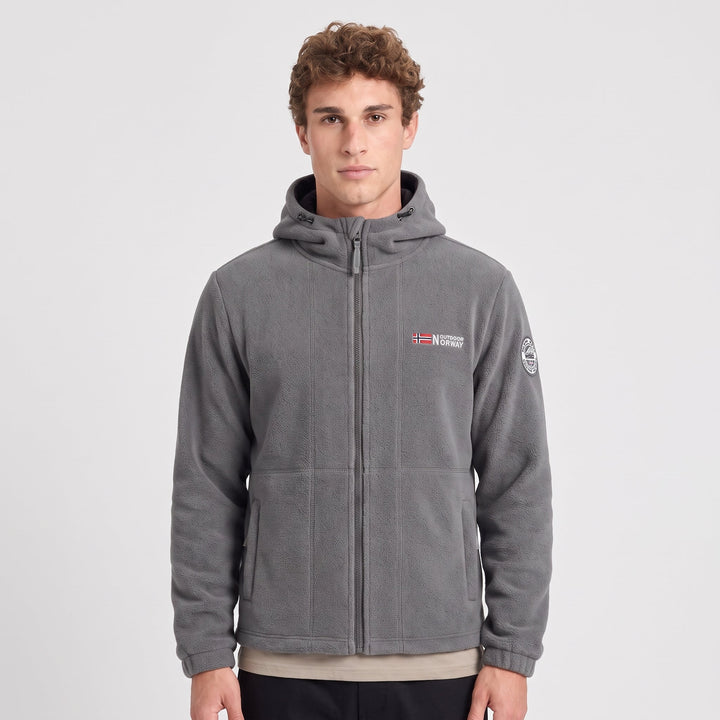 Polaire Homme Coupe-Vent à Capuche Poches Zippées