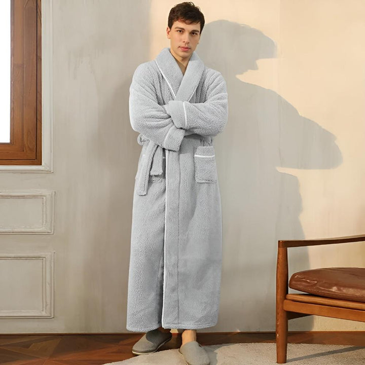 Peignoir Unisexe en Sherpa à Col Châle et Ceinture Ajustable