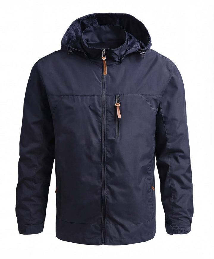 Veste coupe-vent imperméable à capuche pour hommes avec poche poitrine
