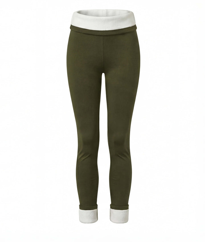 Legging Femme Doublure Polaire Taille Haute Et Ourlet Reversibles