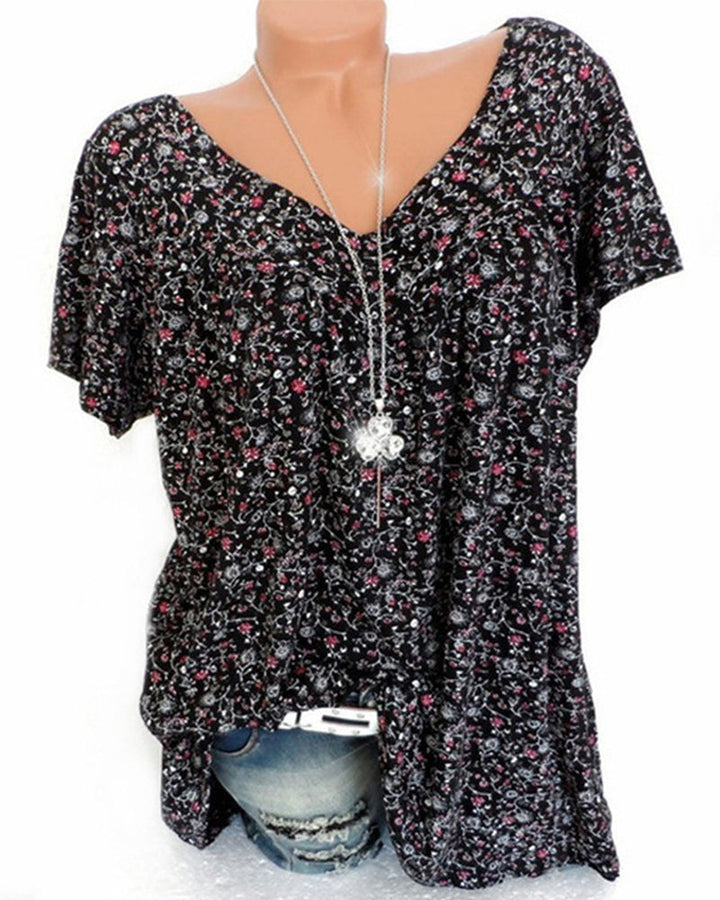 Liora | Blouse fleurie à col en V pour femmes