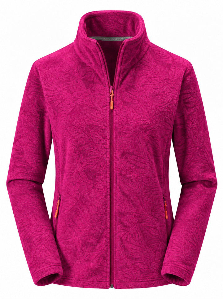 Veste Polaire Femme Zip Intégral Col Montant Imprimé Nature Et Poches Zippées