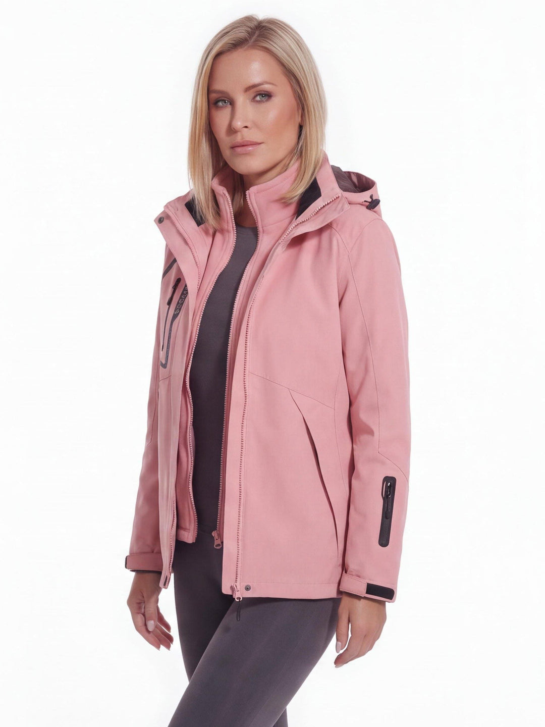Veste De Randonnée Femme 3 En 1 Modulable Avec Polaire Amovible Et Capuche