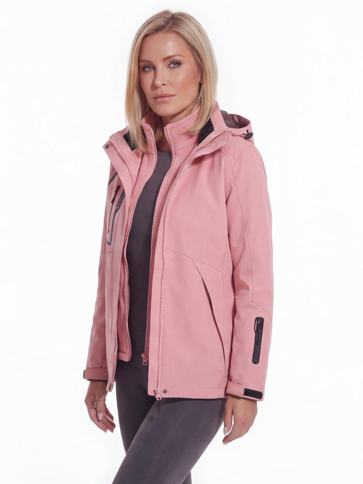 Veste De Randonnée Femme 3 En 1 Modulable Avec Polaire Amovible Et Capuche