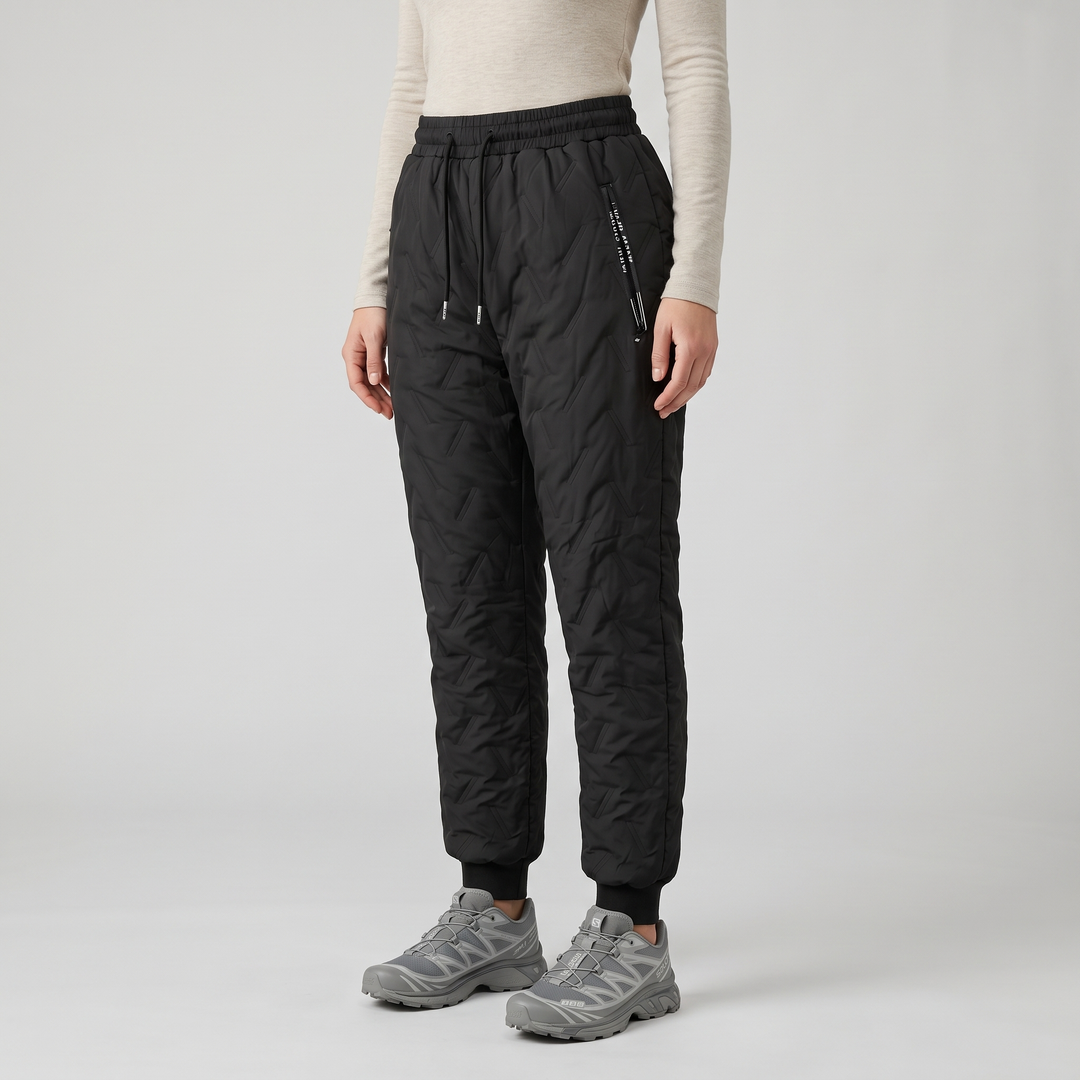 Pantalon d'Hiver Femme Doublé Sherpa Matelassé Taille Cordon
