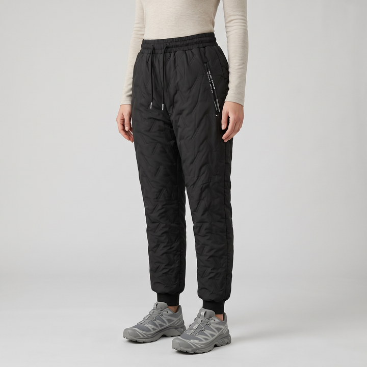 Pantalon d'Hiver Femme Doublé Sherpa Matelassé Taille Cordon