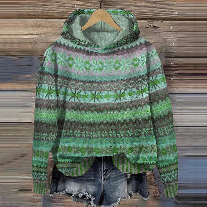 Sweat à Capuche en Maille Imprimé Ethnique