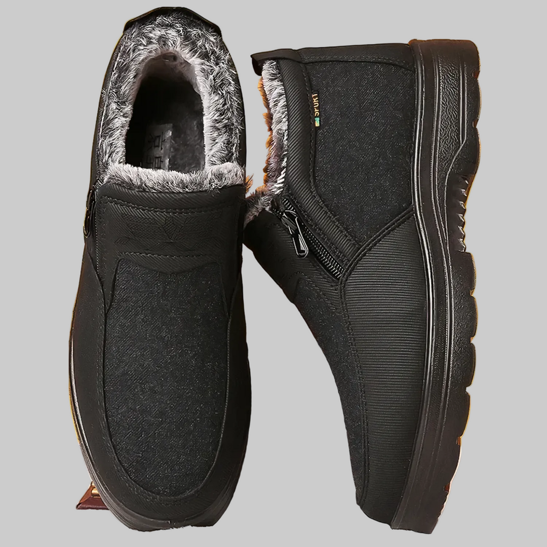 Chaussures d'Hiver Homme en Cuir Imperméables avec Doublure Chaude et Semelle Antidérapante