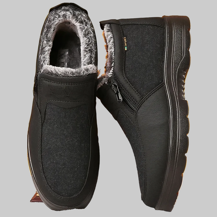 Chaussures d'Hiver Homme en Cuir Imperméables avec Doublure Chaude et Semelle Antidérapante