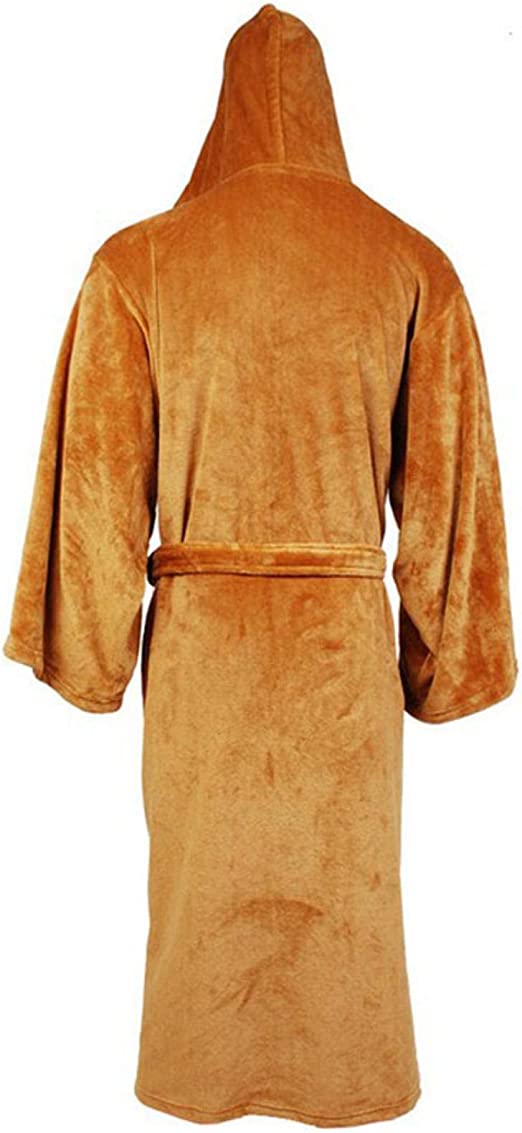 Peignoir Homme Long en Flanelle avec Capuche et Ceinture
